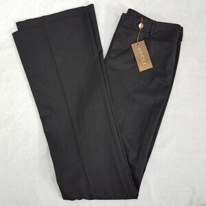 NEW GUCCI Uniform IT Size 44 Black Flared Pants Trousers Black Unfinished Hem